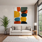 Abstrakte Kunst Mit Formen Und Farben Texture Hintergrund Orange Gelb Gruen Blau