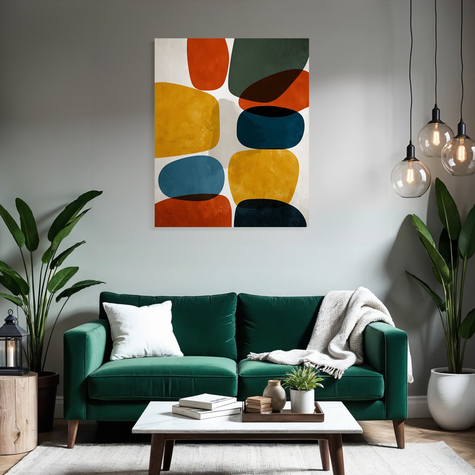 Abstract Art With Shapes And Colors Texture Background Orange Yellow Green Blue