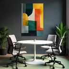 Abstrakte Kunst Verschiedene Formen Farben Gruen Gelb Orange Grau