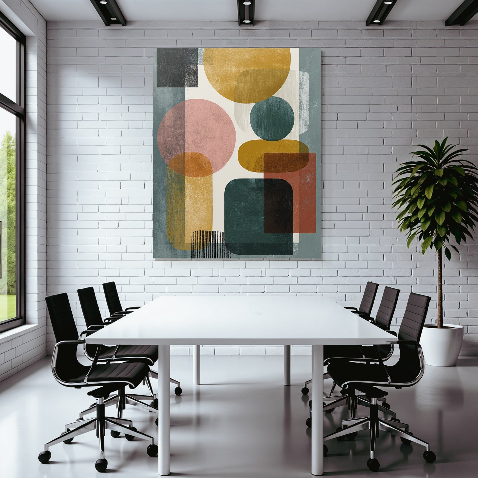 Abstract composition geometric shapes colors