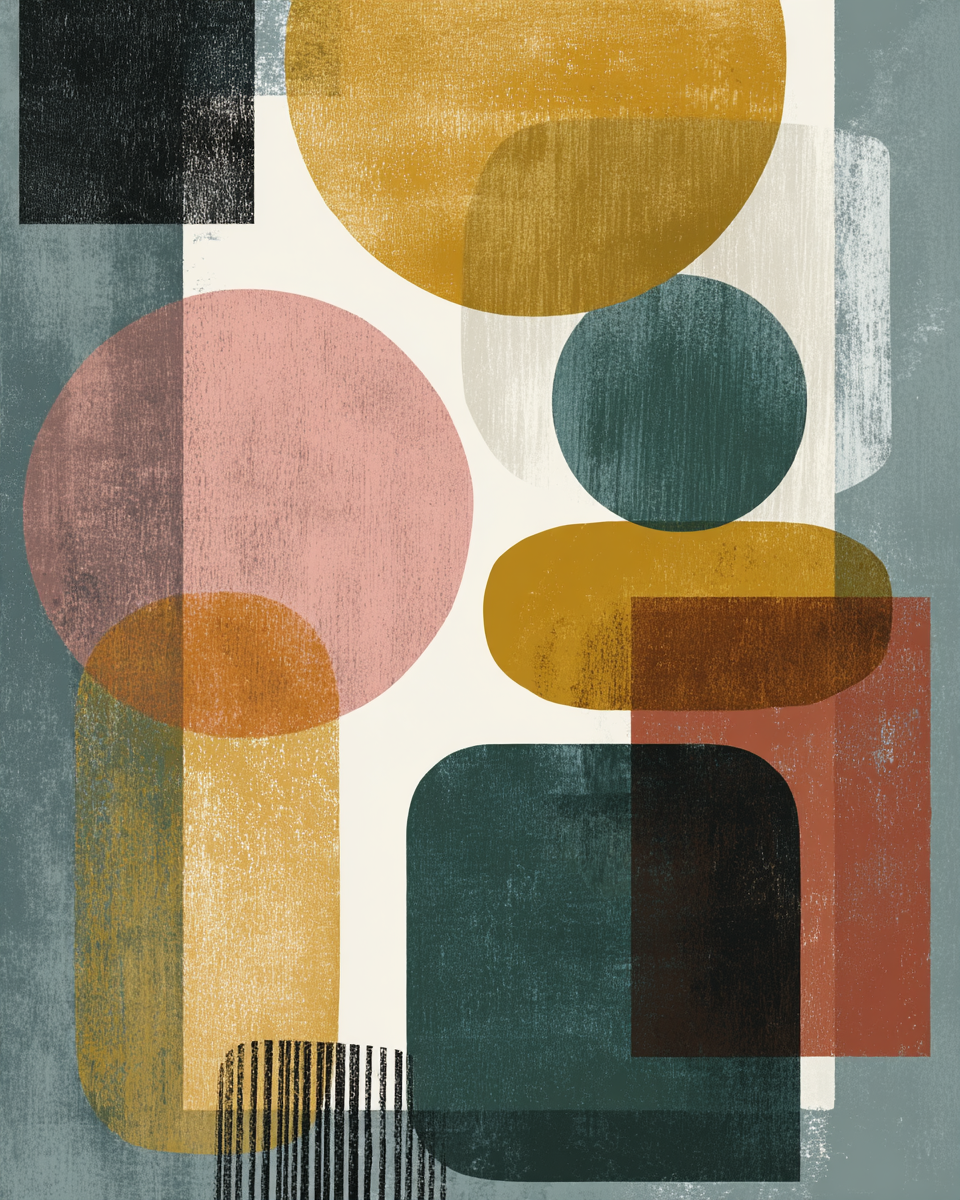 Abstrakte Zusammensetzung Geometrische Formen Farben | Mid Century Modern | Einrichtungsstile