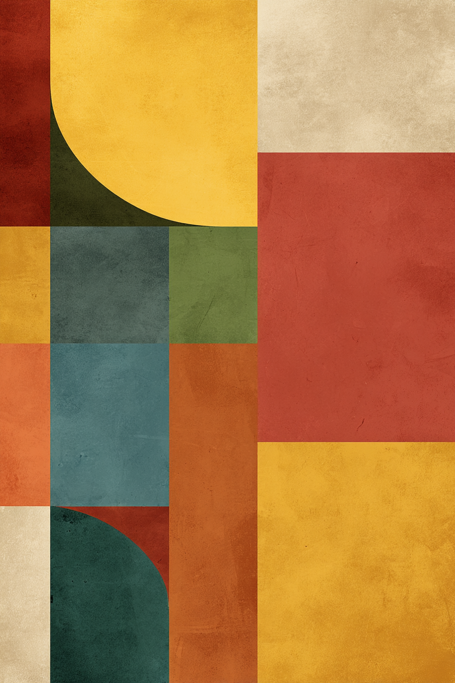 Abstrakte Zusammensetzung Geometrische Formen Und Farben Digitalart | Mid Century Modern | Einrichtungsstile