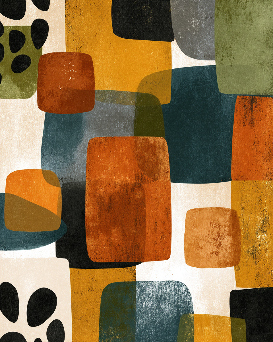 Abstraktes Design Ausfarbigen Formen | Mid Century Modern | Einrichtungsstile