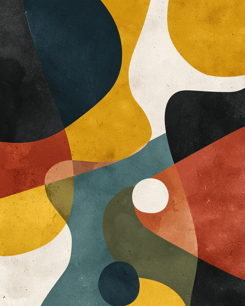 Abstraktes Design Bunte Formen | Mid Century Modern | Einrichtungsstile