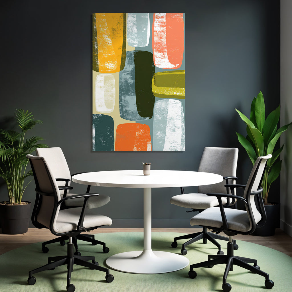 Abstraktes Design Dekorative Farbige Formen Warm Kuehl Toene