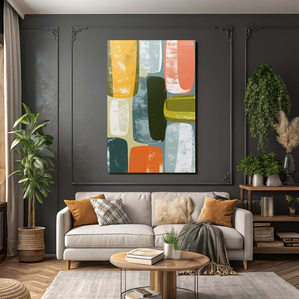 Abstraktes Design Dekorative Farbige Formen Warm Kuehl Toene