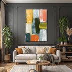Abstraktes Design Dekorative Farbige Formen Warm Kuehl Toene