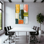 Abstraktes Design Dekorative Farbige Formen Warm Kuehl Toene
