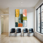 Abstraktes Design Dekorative Farbige Formen Warm Kuehl Toene