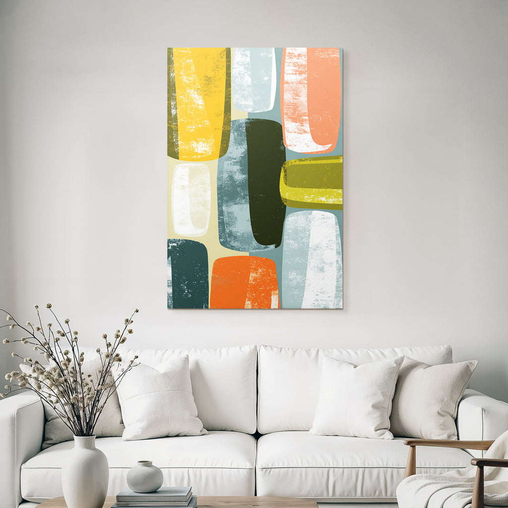 Abstraktes Design Dekorative Farbige Formen Warm Kuehl Toene