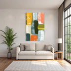 Abstraktes Design Dekorative Farbige Formen Warm Kuehl Toene
