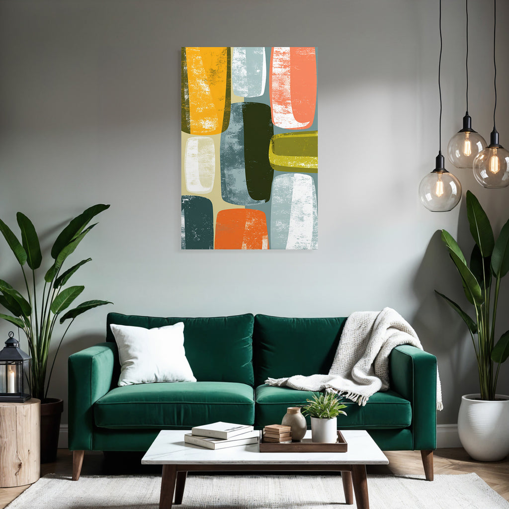 Abstraktes Design Dekorative Farbige Formen Warm Kuehl Toene