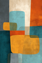 Abstraktes Design Farben Blau Orange Grau Gelb | Mid Century Modern | Einrichtungsstile