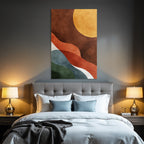 Abstract Design Flowing Shapes Yellow Sun Textured