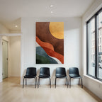 Abstract Design Flowing Shapes Yellow Sun Textured