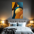 Abstract Design Geometric Shapes Brown Gold Teal Cream