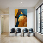 Abstract Design Geometric Shapes Brown Gold Teal Cream