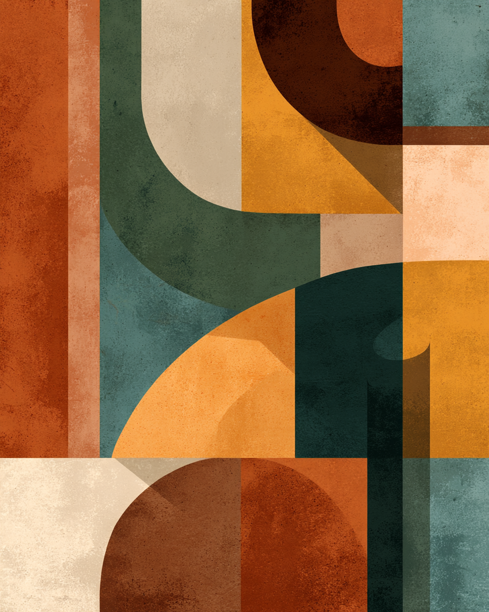 Abstraktes Design Geometrische Formen Erdtonen | Mid Century Modern | Einrichtungsstile