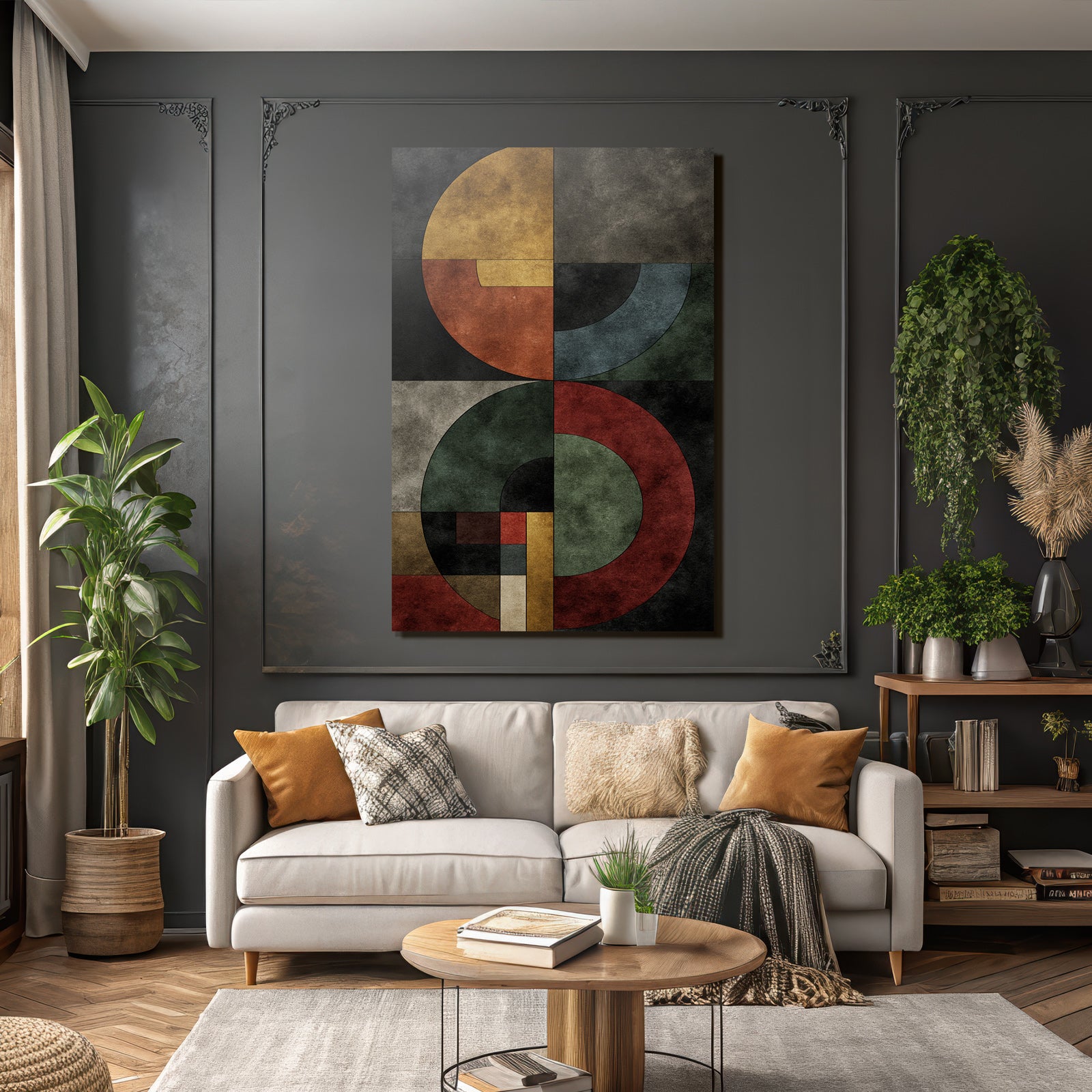 Abstract design Geometric shapes Muted color palette