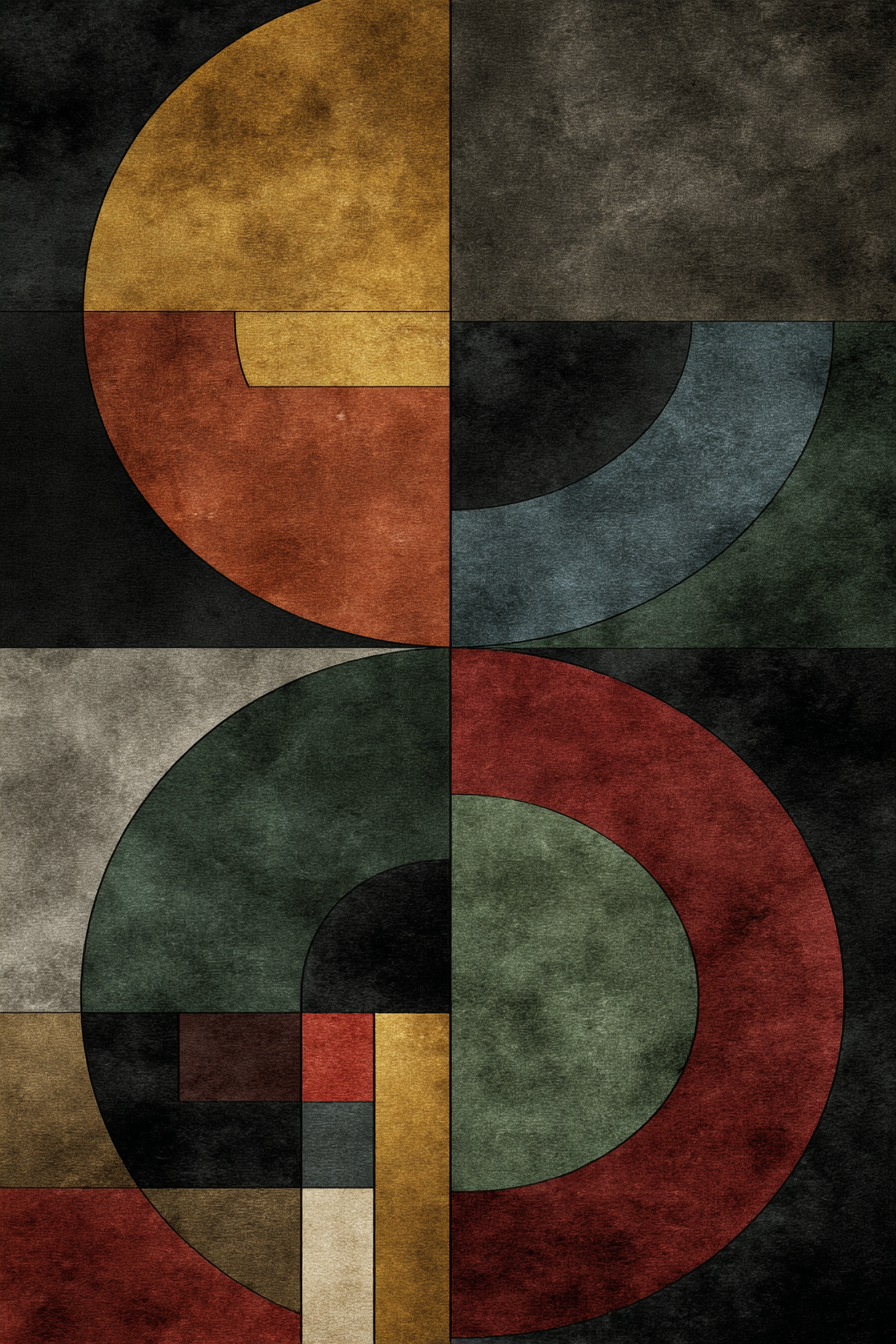 Abstraktes Design Geometrische Formen Gedaempfte Farbpalette | Mid Century Modern | Einrichtungsstile