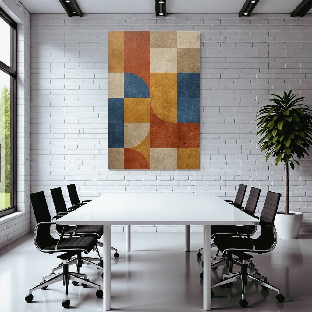 Abstraktes Design Geometrische Formen Orange Blau Beige Braun