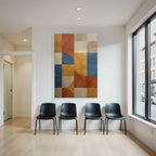 Abstraktes Design Geometrische Formen Orange Blau Beige Braun