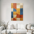 Abstraktes Design Geometrische Formen Orange Blau Beige Braun