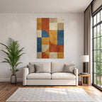 Abstraktes Design Geometrische Formen Orange Blau Beige Braun