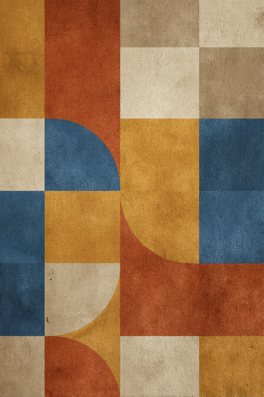 Abstraktes Design Geometrische Formen Orange Blau Beige Braun | Mid Century Modern | Einrichtungsstile