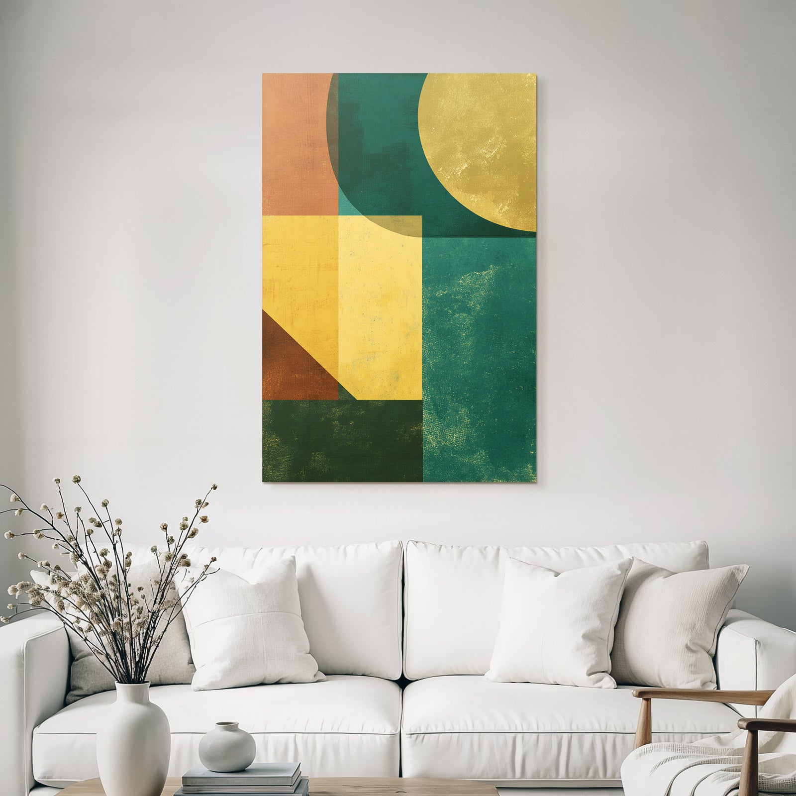 Abstract Design Geometric Shapes Orange Green Yellow Gold
