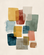 Abstraktes Design In Sanften Farben Gelb Rot Blau Gruen Beige | Mid Century Modern | Einrichtungsstile
