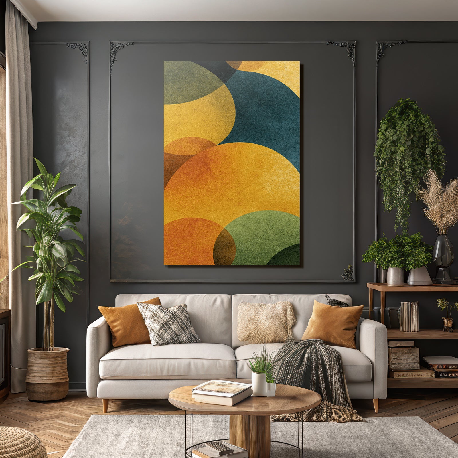 Abstraktes Design Mit Bunten Kreisen Und Strukturiertem Hintergrund