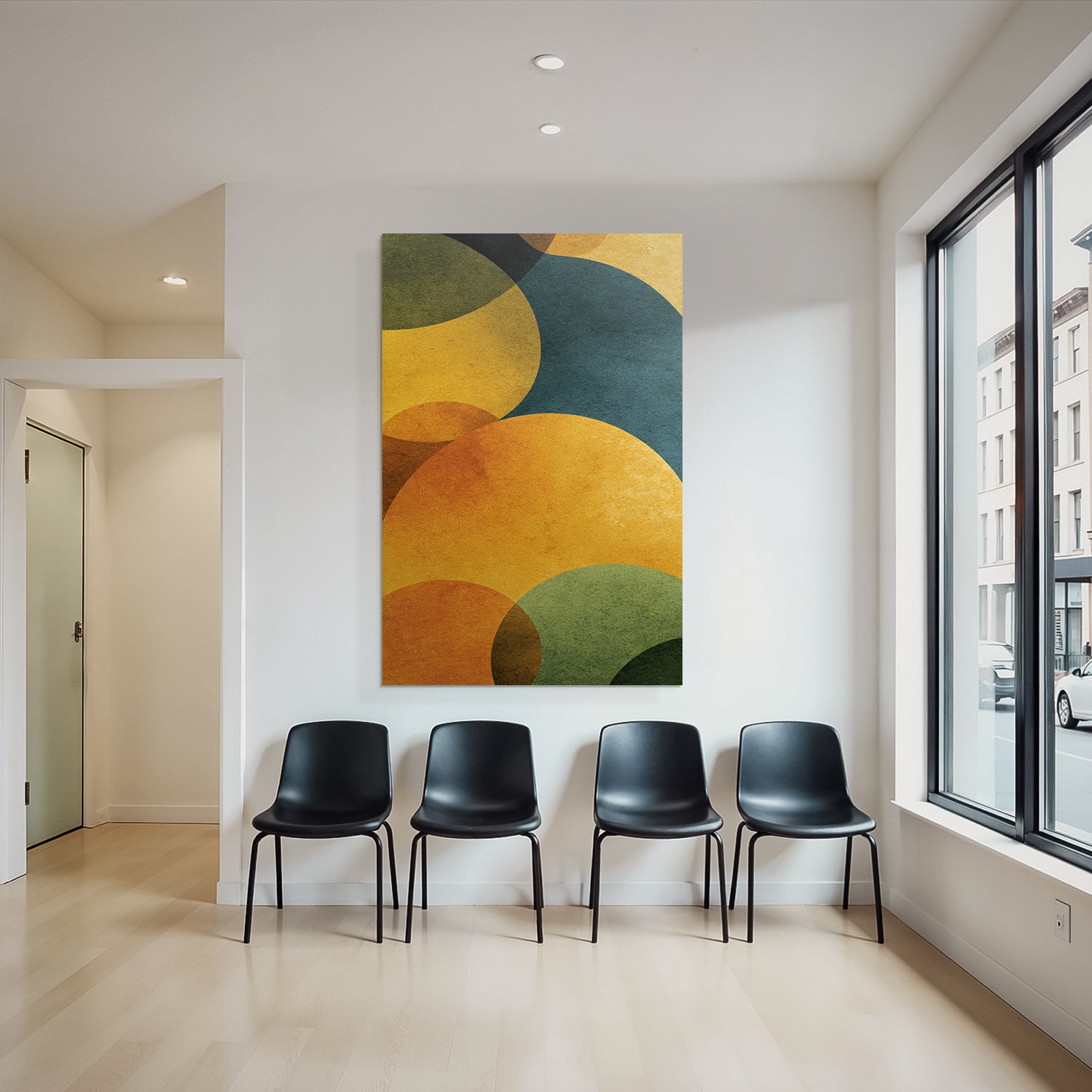 Abstraktes Design Mit Bunten Kreisen Und Strukturiertem Hintergrund
