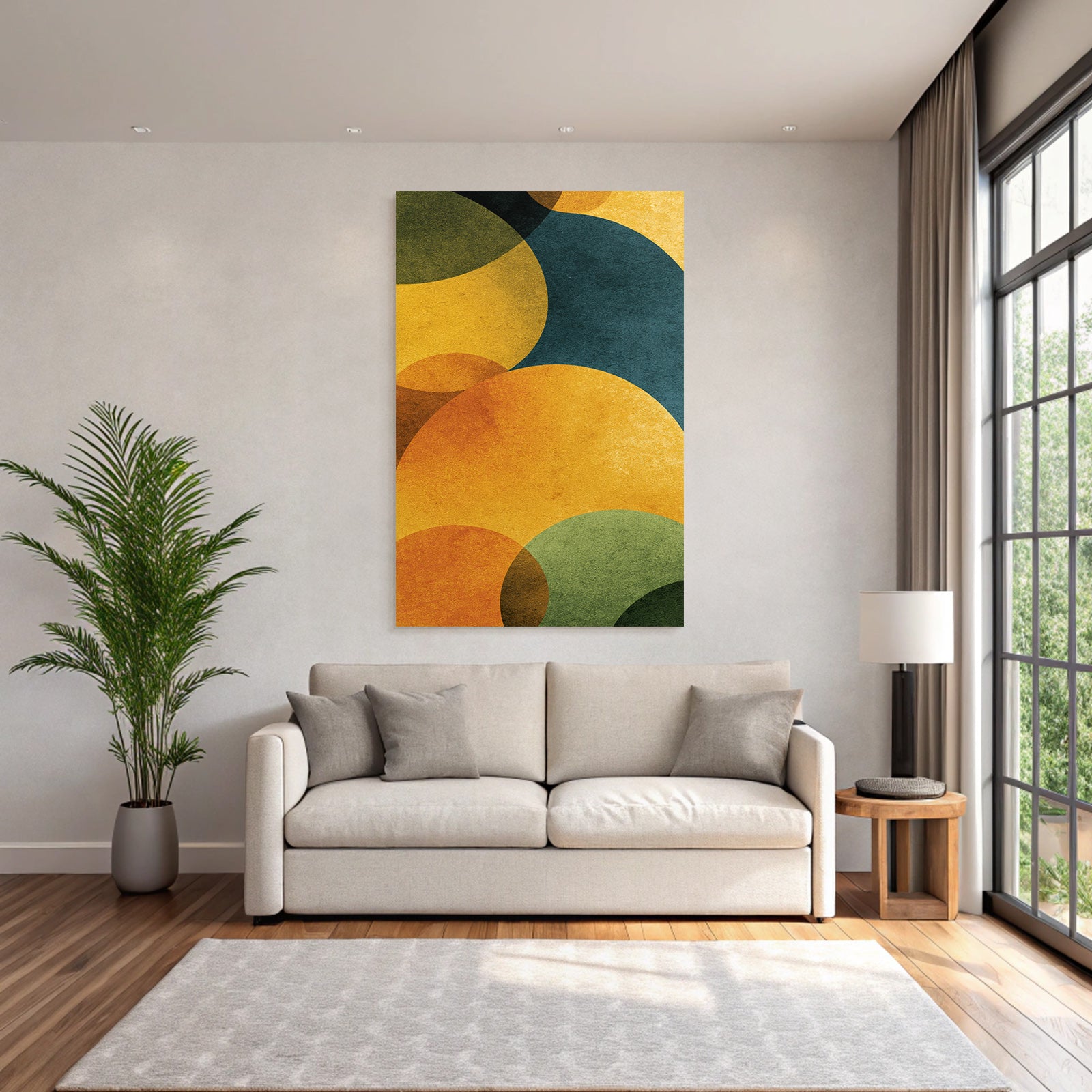Abstraktes Design Mit Bunten Kreisen Und Strukturiertem Hintergrund