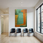 Abstraktes Design Mit Farbigen Formen Grun Orange Braun