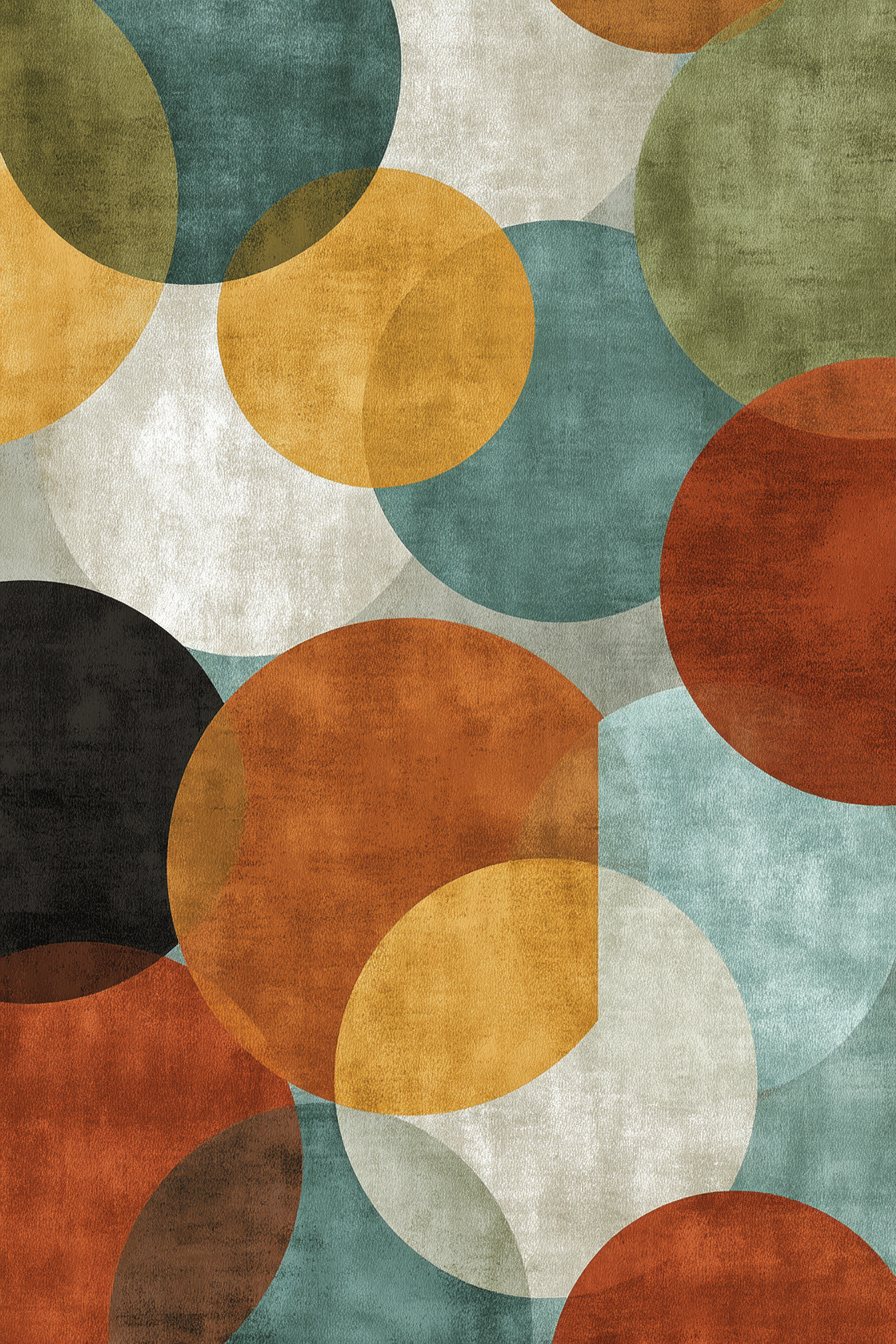 Abstraktes Design Mit Kreisen Orange Gruen Schwarz Weiss | Mid Century Modern | Einrichtungsstile