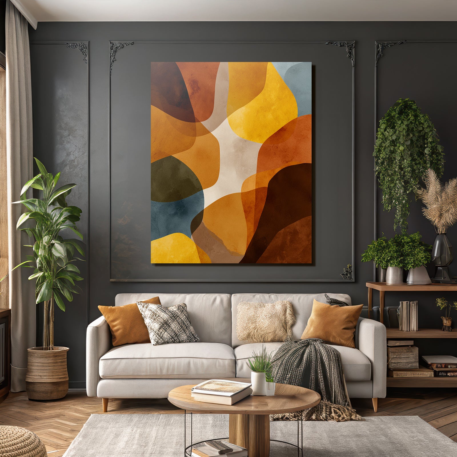 Abstraktes Design Organische Formen Warme Farbpalette