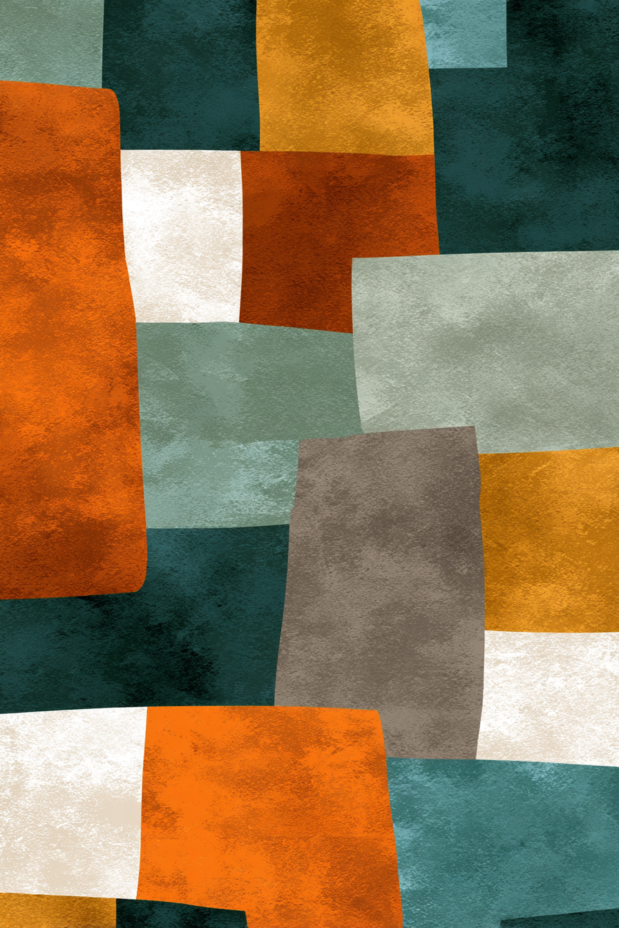 Abstraktes Design Patchwork Erdtonen | Mid Century Modern | Einrichtungsstile