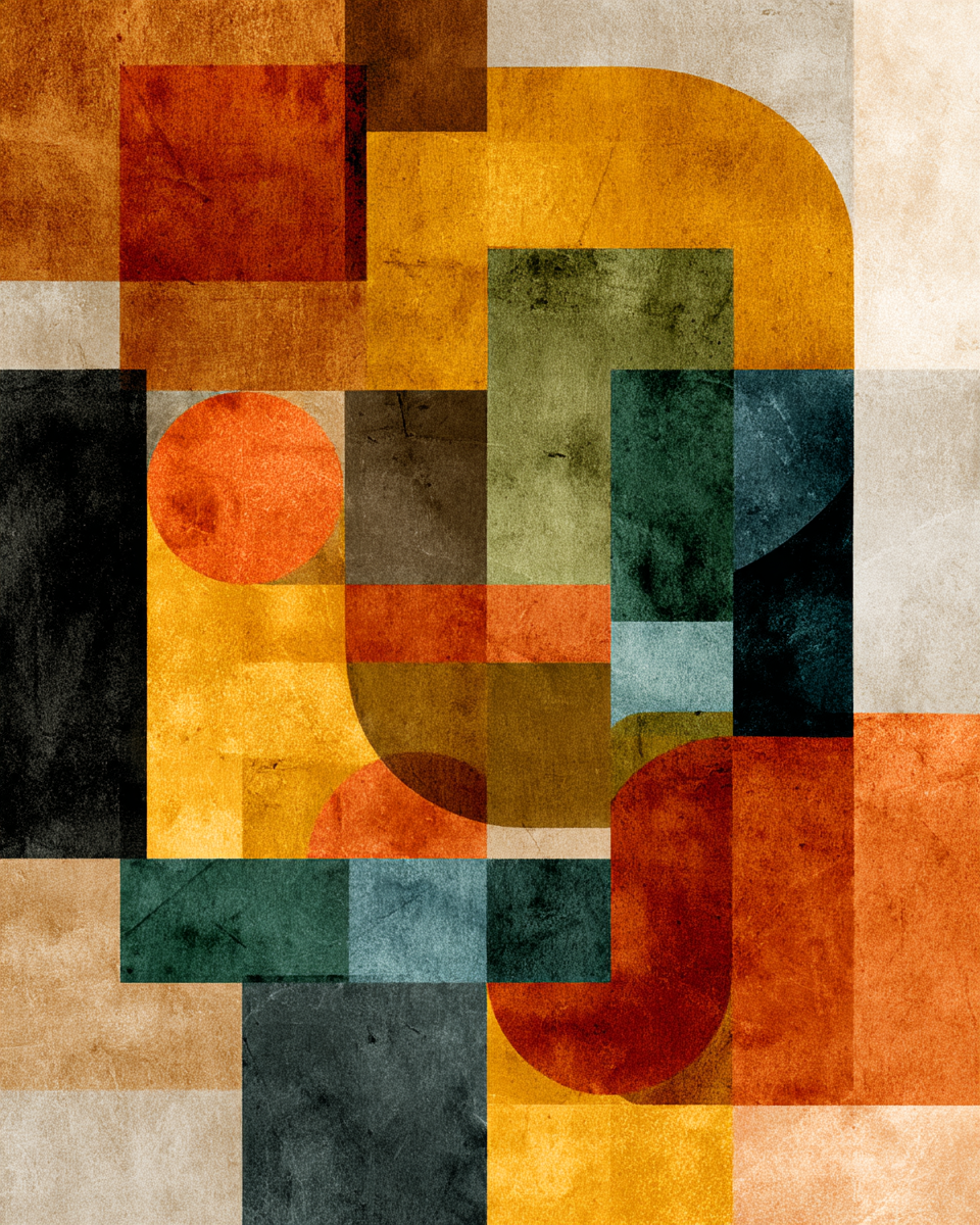 Abstraktes Design Quadrat | Mid Century Modern | Einrichtungsstile