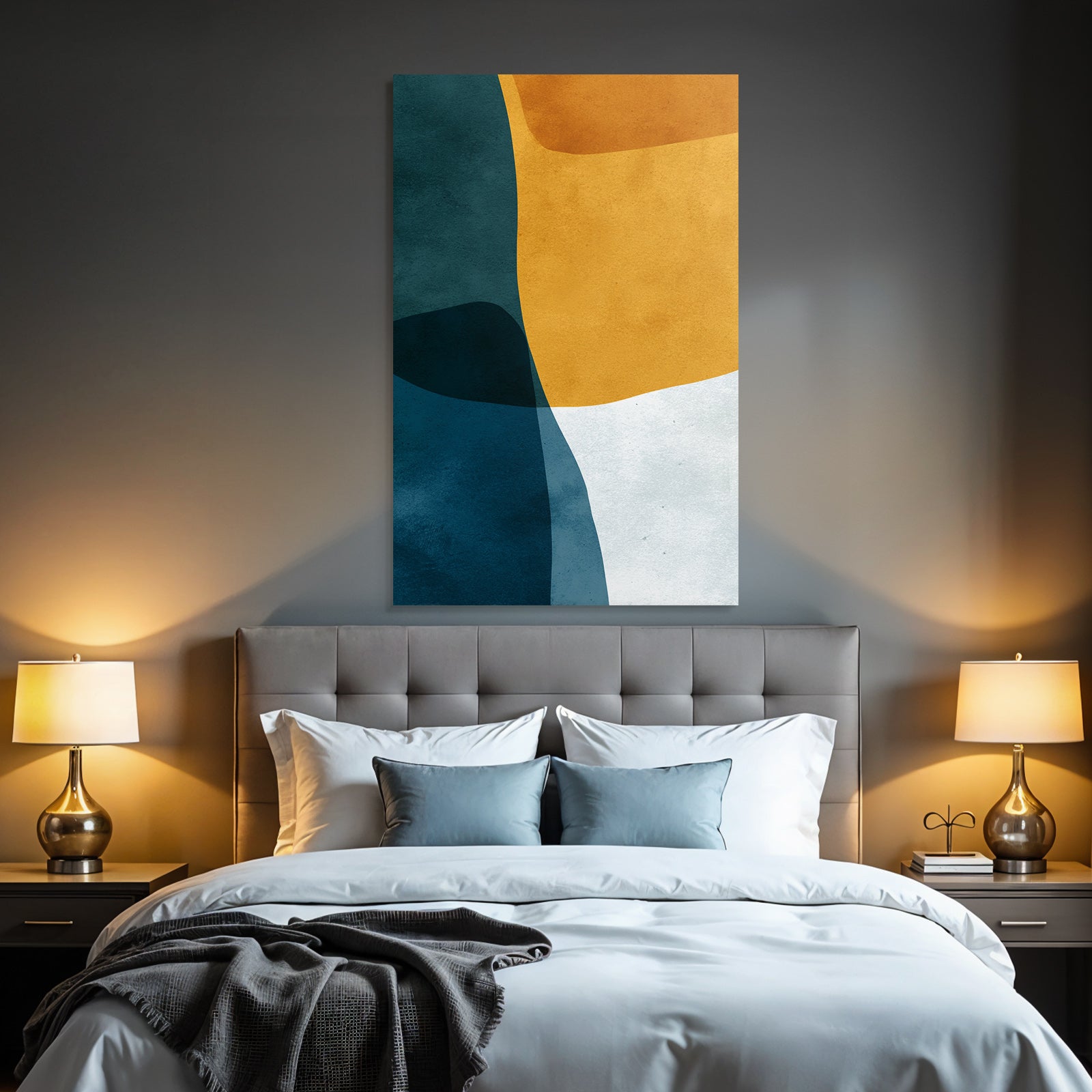 Abstraktes Design Teal Gelb Weiss Modern Artistic Stil