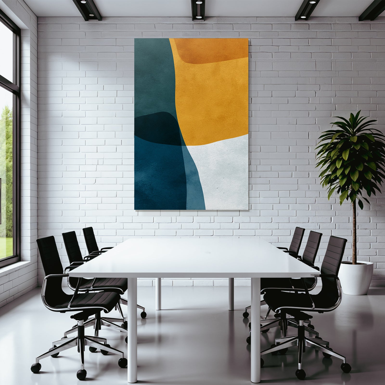 Abstraktes Design Teal Gelb Weiss Modern Artistic Stil