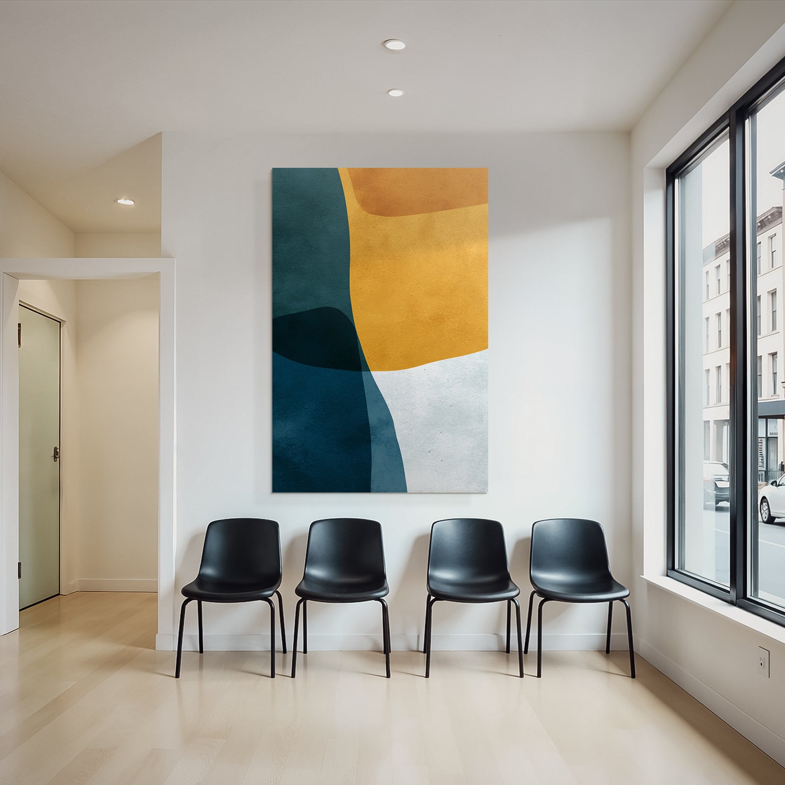 Abstraktes Design Teal Gelb Weiss Modern Artistic Stil