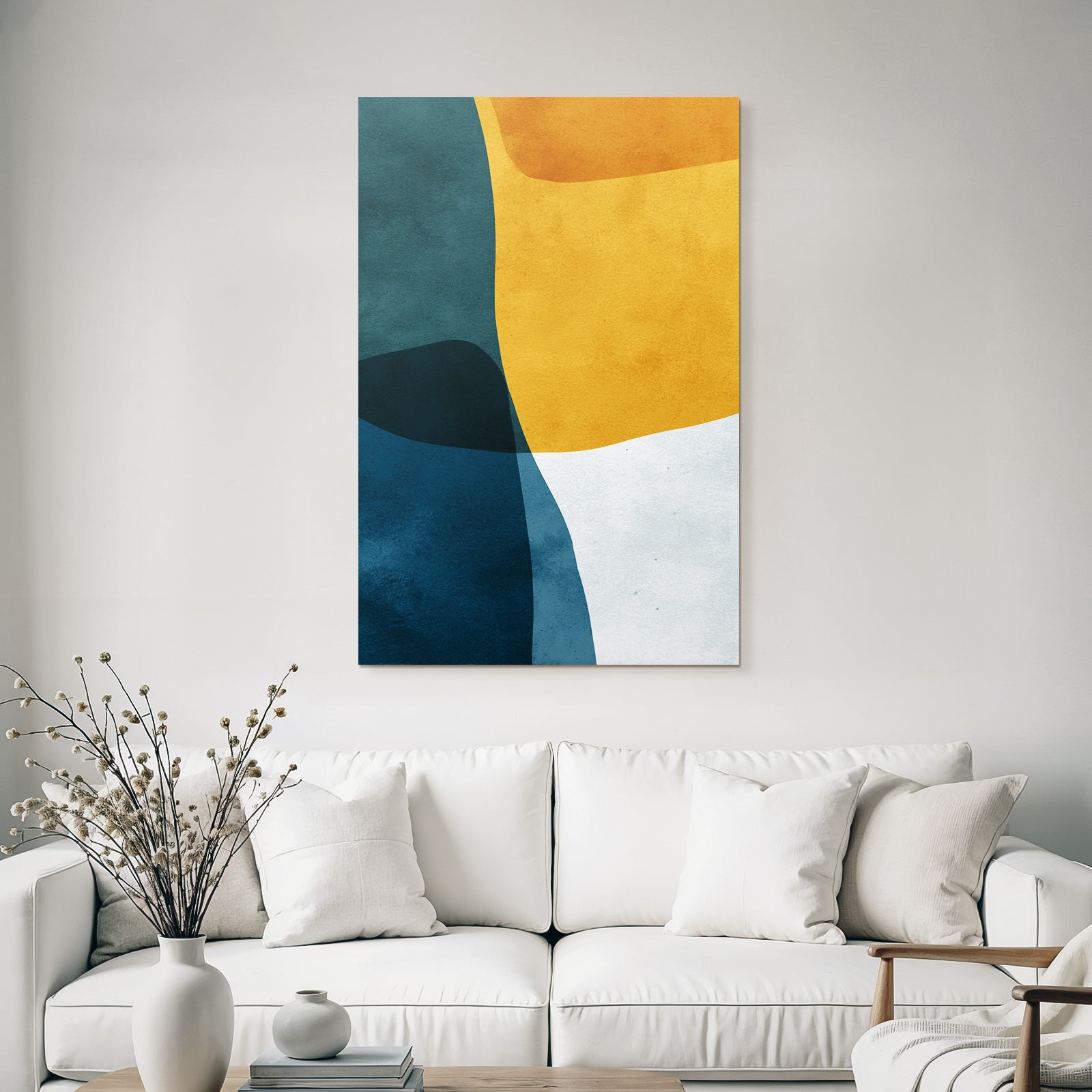 Abstraktes Design Teal Gelb Weiss Modern Artistic Stil