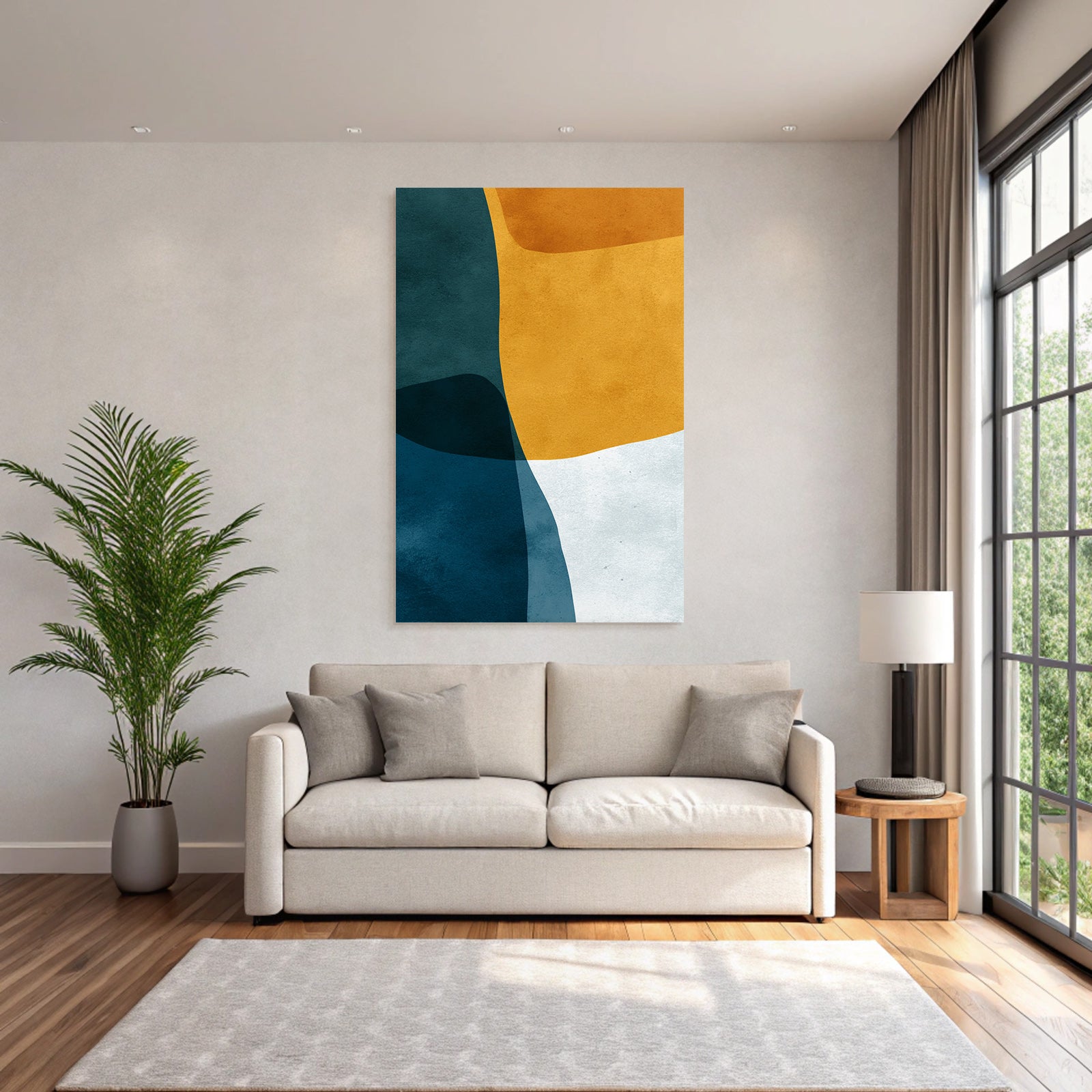 Abstraktes Design Teal Gelb Weiss Modern Artistic Stil