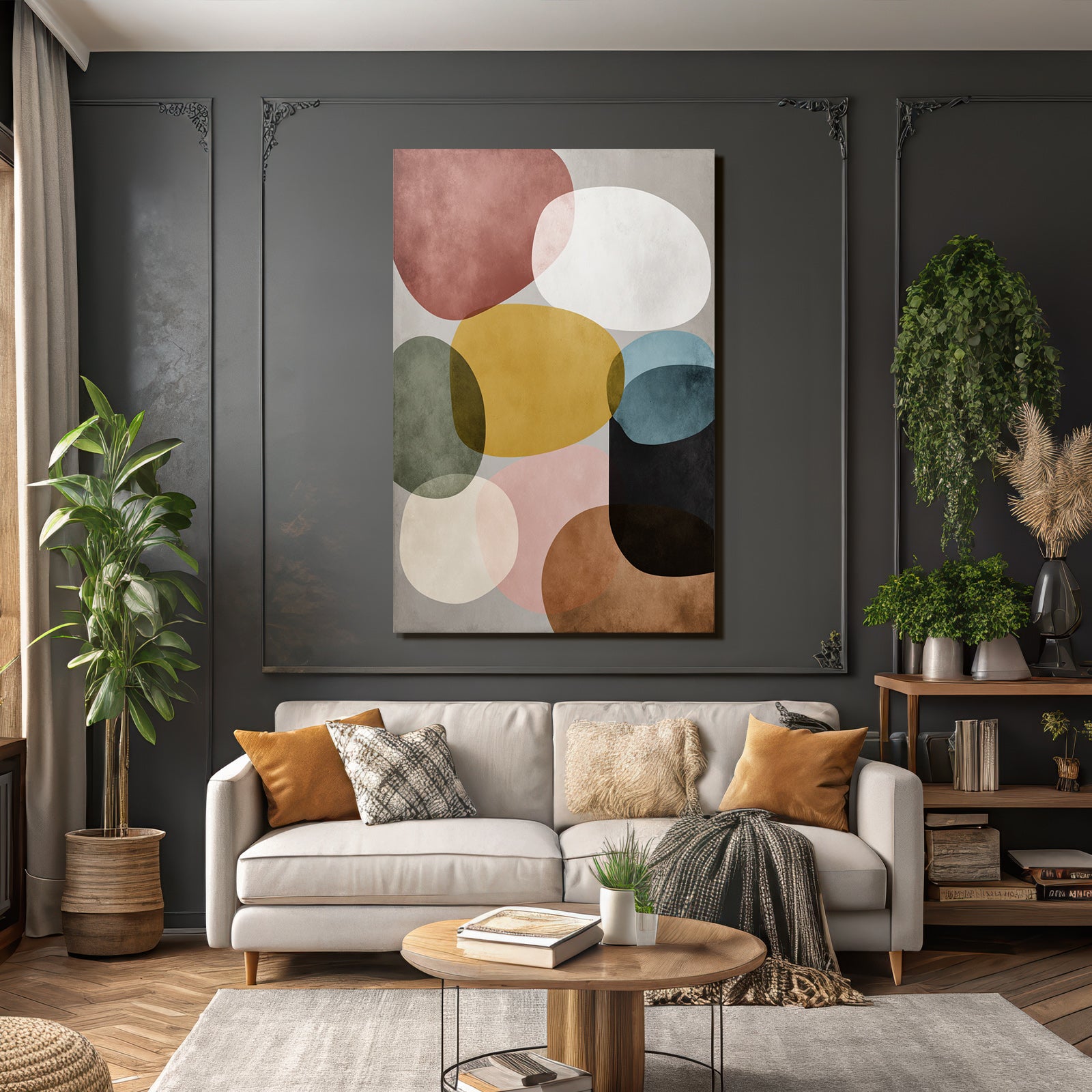 Abstraktes Design Ueberlappende Formen Farben Hintergrund