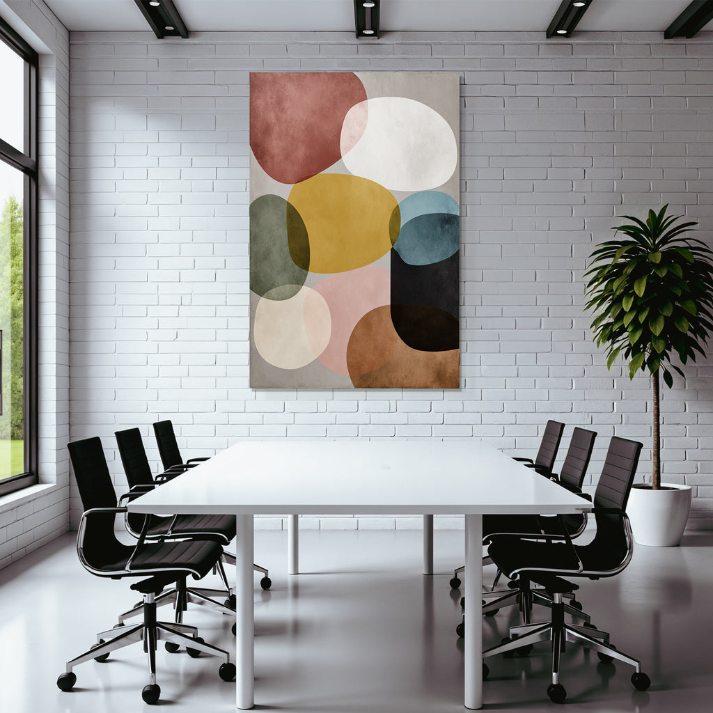 Abstraktes Design Ueberlappende Formen Farben Hintergrund