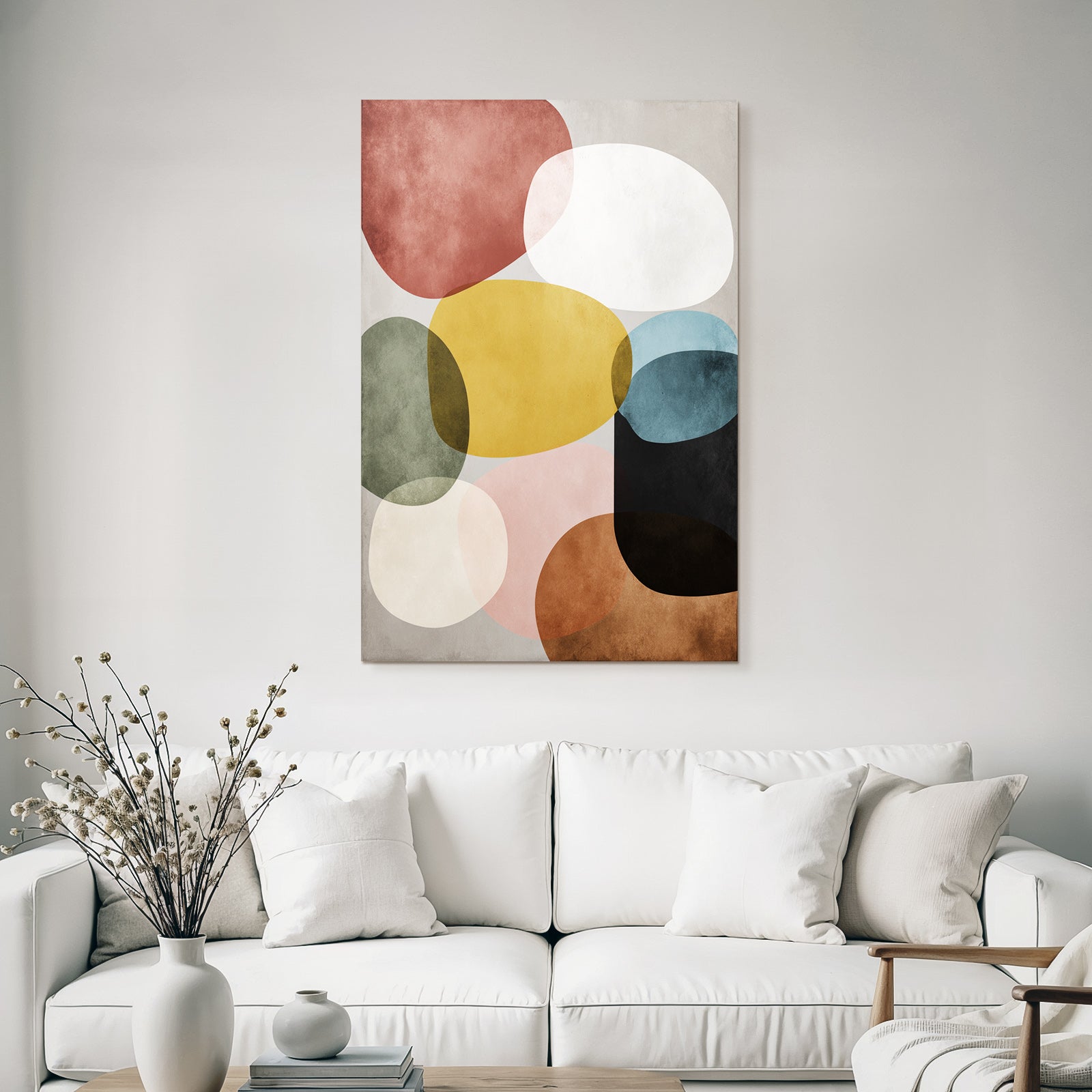 Abstraktes Design Ueberlappende Formen Farben Hintergrund