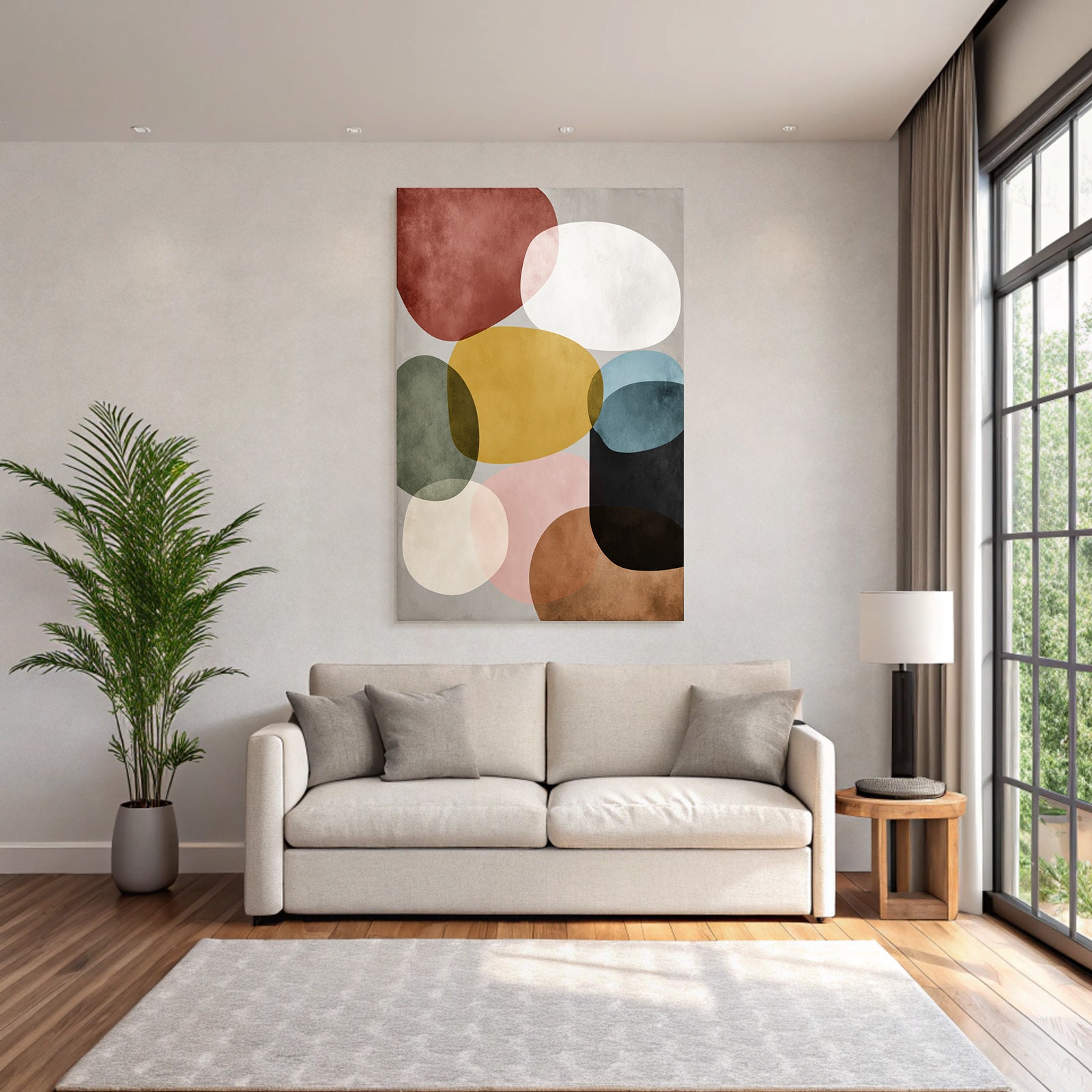 Abstraktes Design Ueberlappende Formen Farben Hintergrund