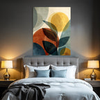 Abstract design overlapping shapes and leaves color variety