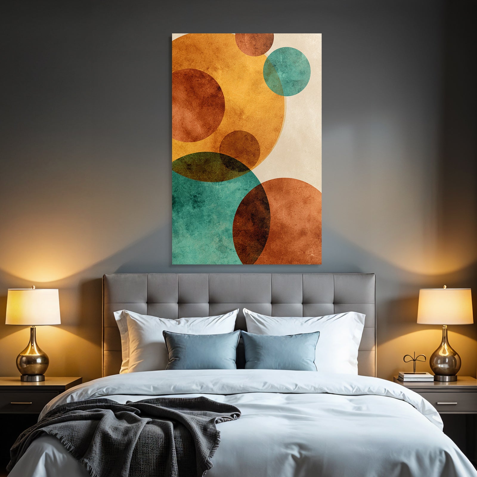 Abstract Design Overlapping Circles Orange Brown Turquoise